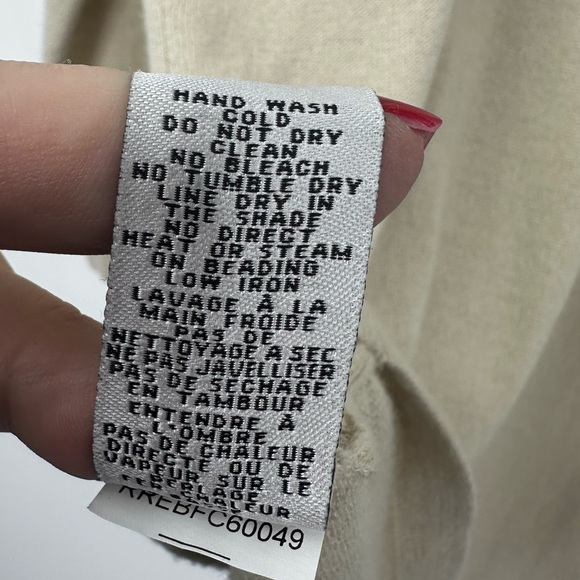 Tibi Cashmere Wool Cream Long Ling Cardigan Sweater Jeweled Shoulders XS | M107 - Picture 10 of 11